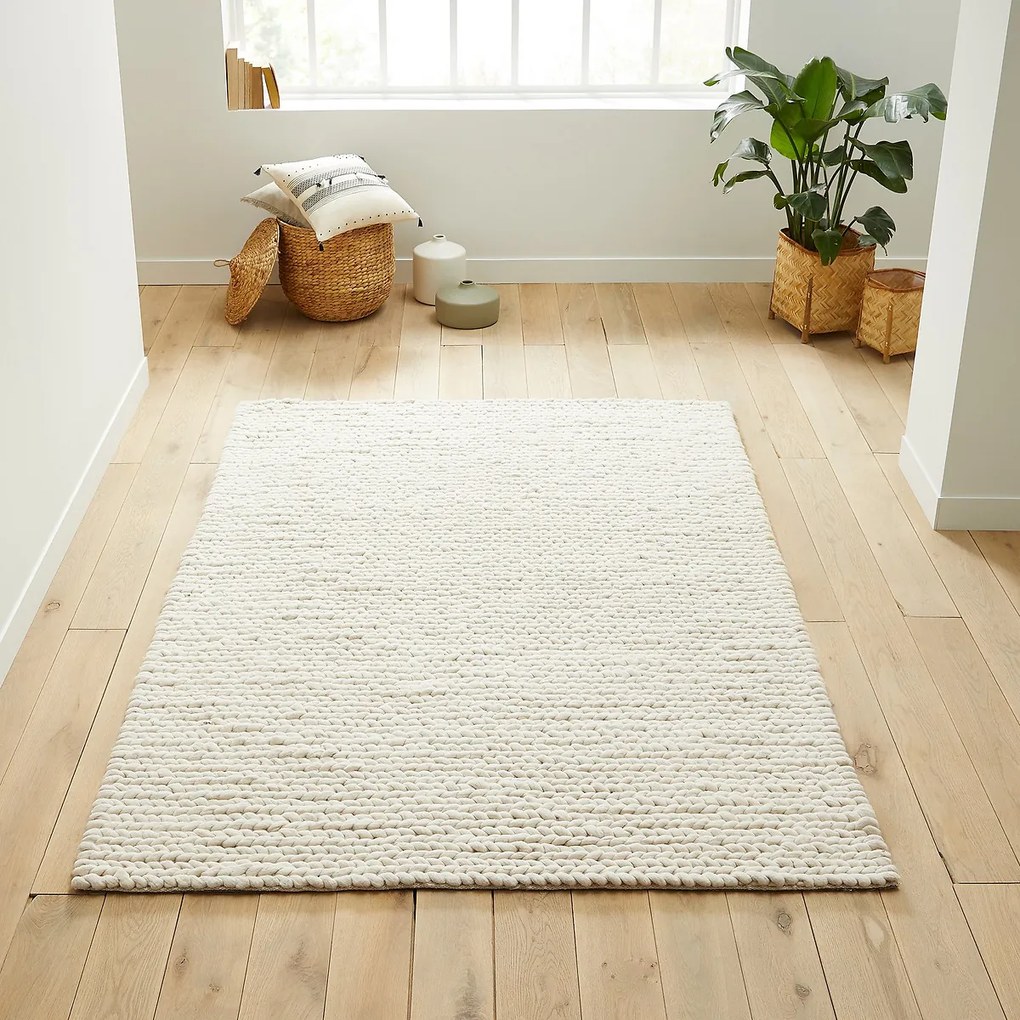Vloerkleed in wol, Diano, tricot effect