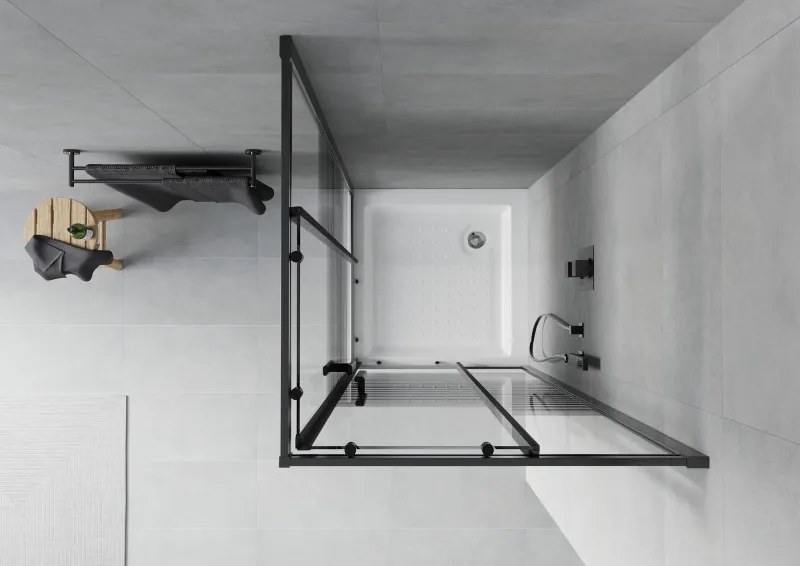 Mexen Rio vierkante douchecabine 80 x 80 cm, zwarte strepen, zwart + douchebak, wit - 860-080-080-70-20-4510