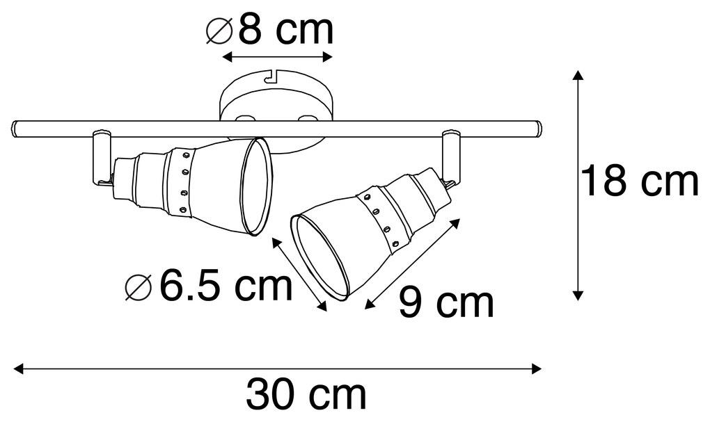 Plafond- en wandspot roestbruin draai- en kantelbaar - Coney 2