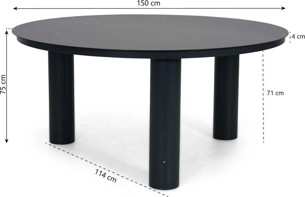 Tuinset Ronde Tuintafel 6 personen 150 cm Rope Grijs  Coco Antoni/Arancia
