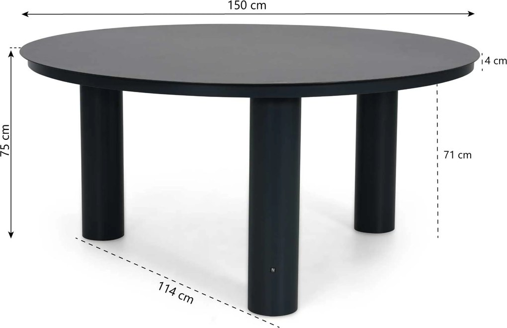 Tuinset Ronde Tuintafel 6 personen 150 cm Rope Grijs Santika Furniture Santika