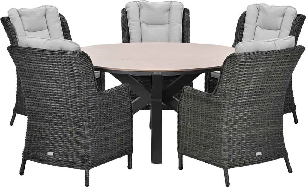 Garden Impressions Marbella tuinset 6-delig earl grey - Tulli tuintafel Ø148 cm