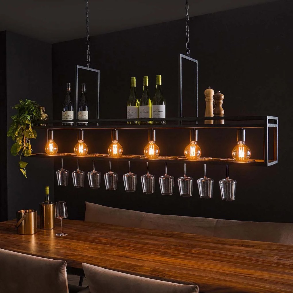 Bar Hanglamp Met Wijnglazen Rek