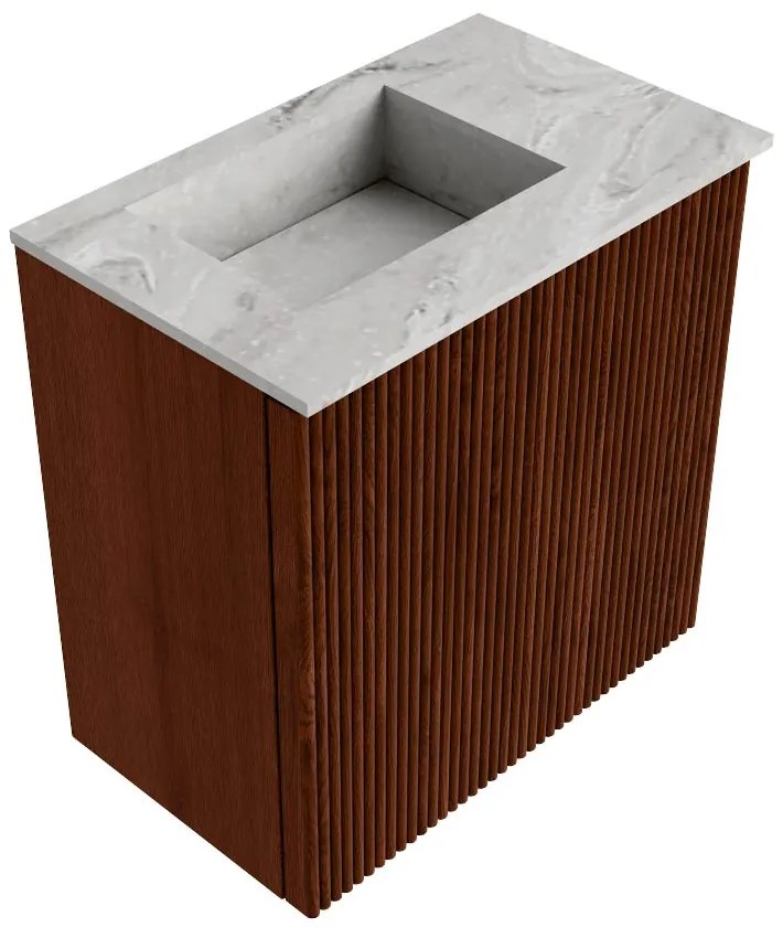 Mondiaz Joya DLux 40cm toiletmeubel ruby met wastafel faye links 1 kraangat glace