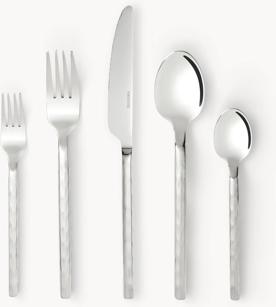 Hoogglans gepolijste bestekset Miles in gehamerde look, 4 personen (20-delig)