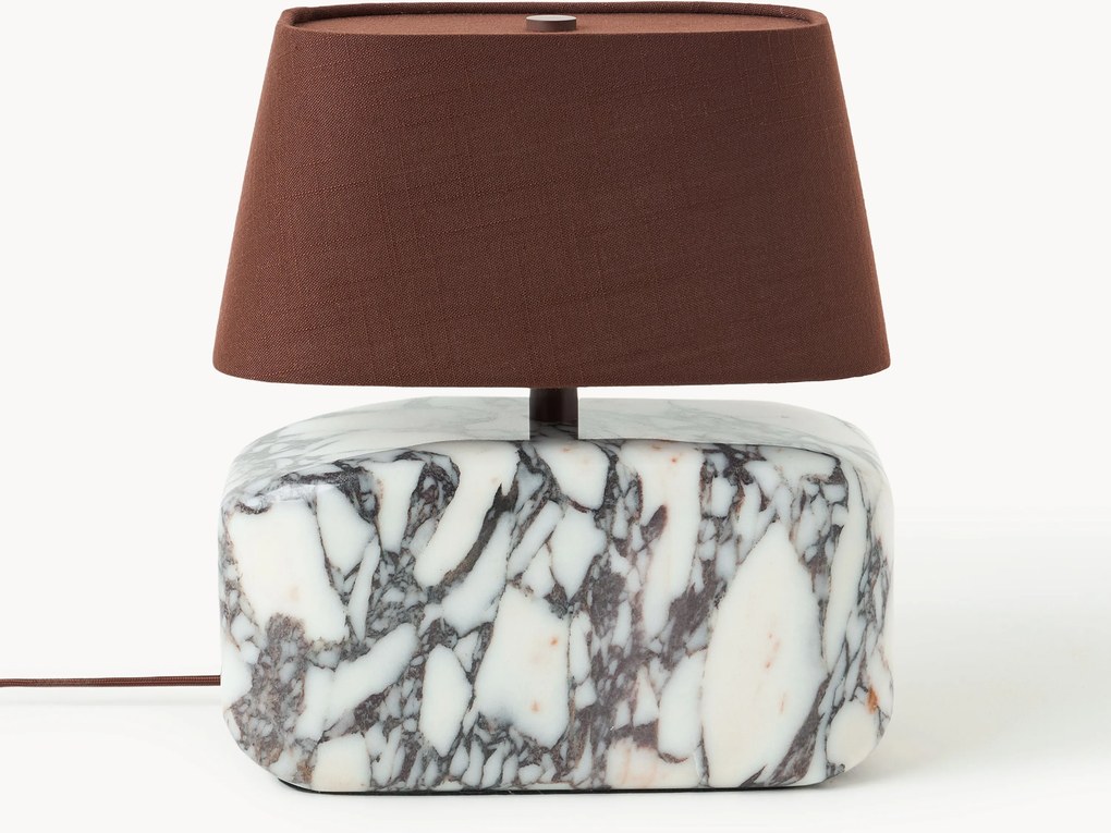 Kleine tafellamp Maleo met marmeren voet Calacatta Viola
