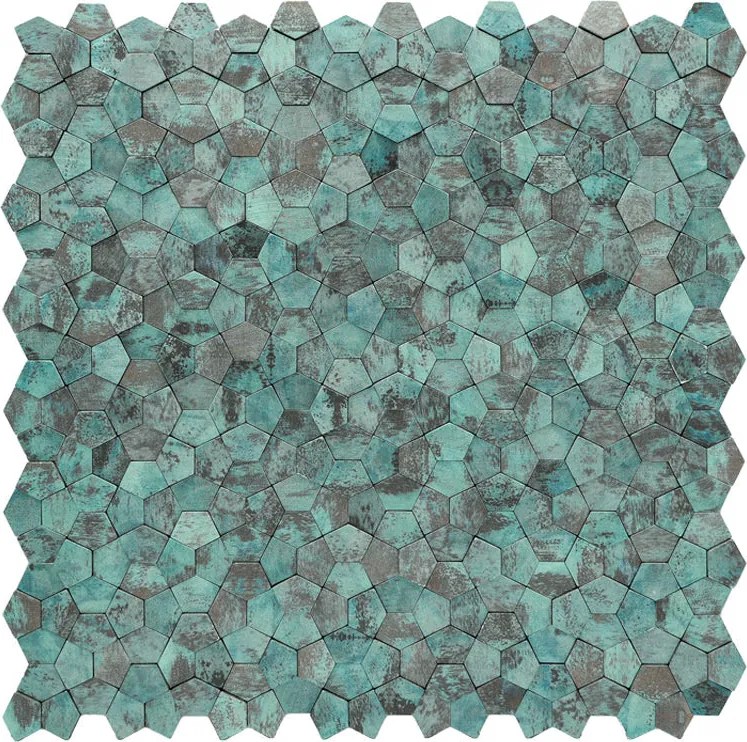 Zelfklevende Mozaïektegels Metaal | Pentagon 3D Patina Koper | 28,2×28,2 cm | Keuken, Bad & WC