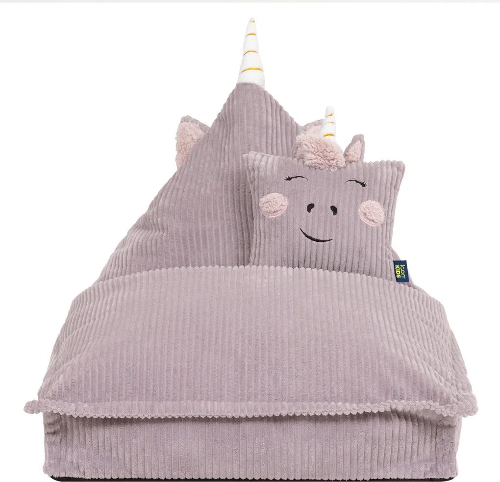 Kinder Zitzak Unicorn Lounger & Kussen Set - Lavendel