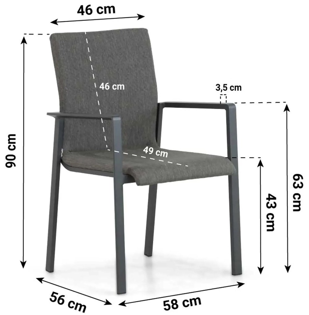 Tuinset 6 personen 220 cm Aluminium/textileen Grijs Lifestyle Garden Furniture Rome/Cesar