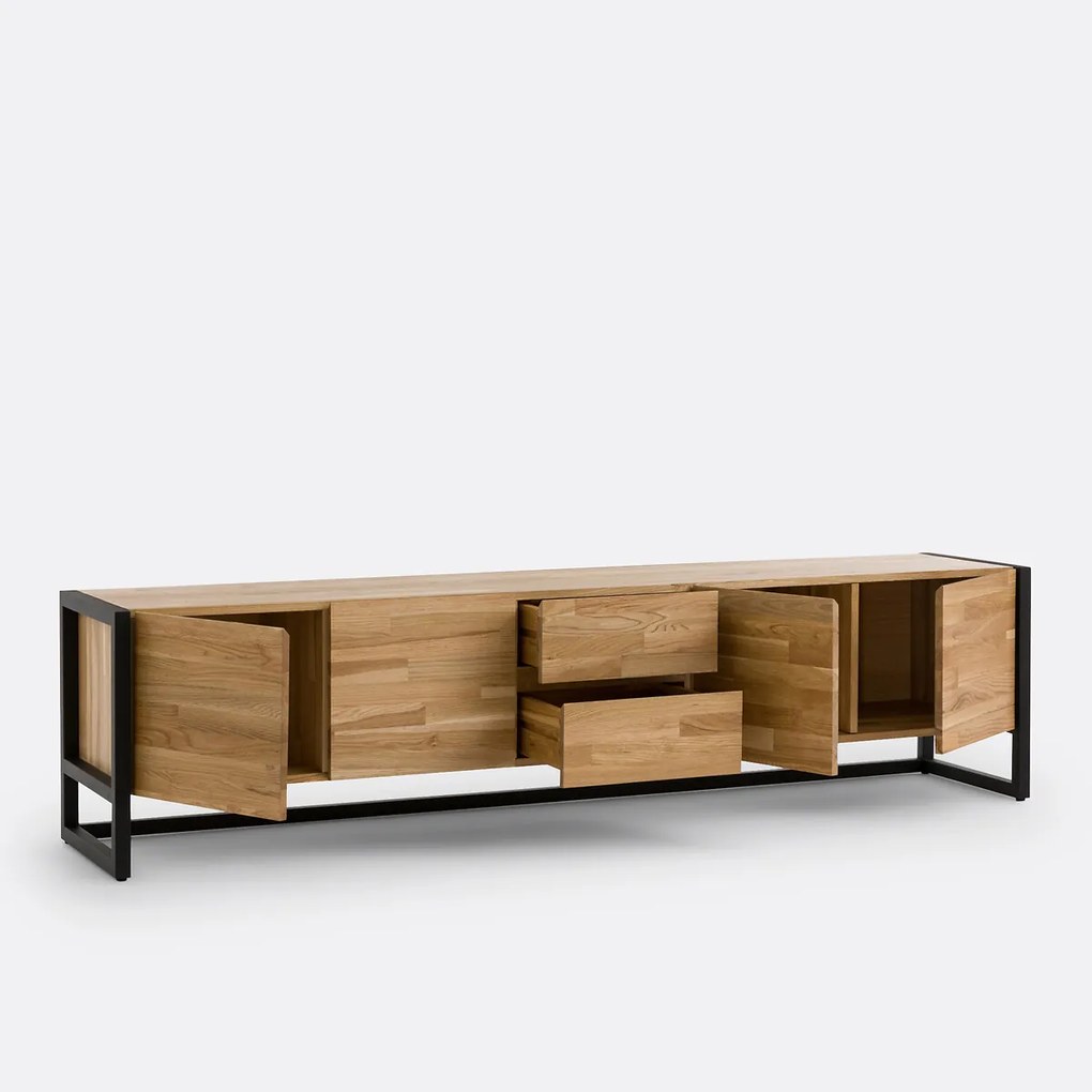 TV/hifi-meubel in eikenhout en fineer, L200 cm, Hiba