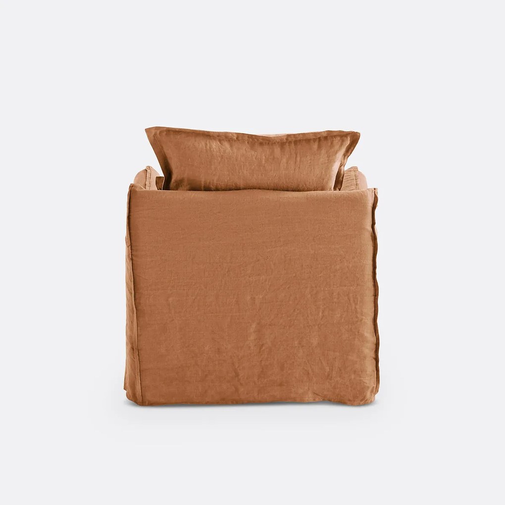 Fauteuil, afneembare hoezen, in gekreukt linnen, Odna