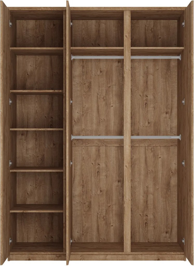 Kledingkast Merfere 104, Eiken, 220x155x58cm, 113 kg, Kledingkast deuren: Met scharnieren