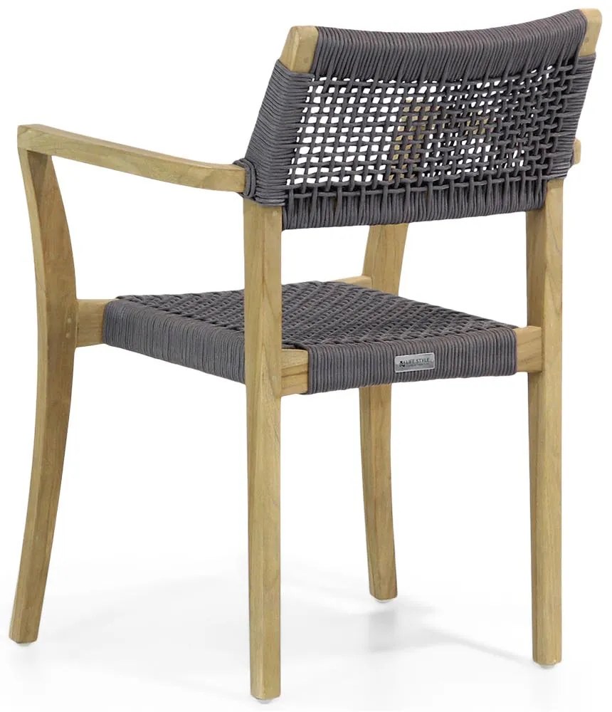 Tuinstoel stapelbaar Teak/Rope Grijs-antraciet Lifestyle Garden Furniture Dallas