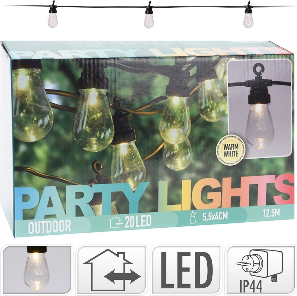 Feestverlichting 12,5 m - met 20 warm witte led-lampjes