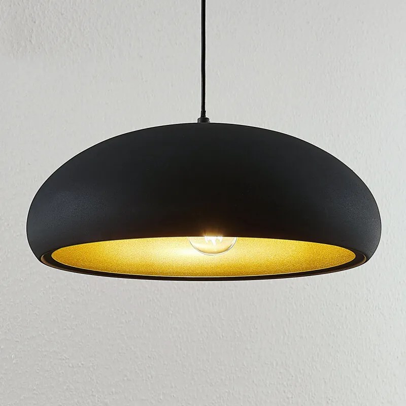 Metalen hanglamp Gerwina, zwart-goud - lampen-24