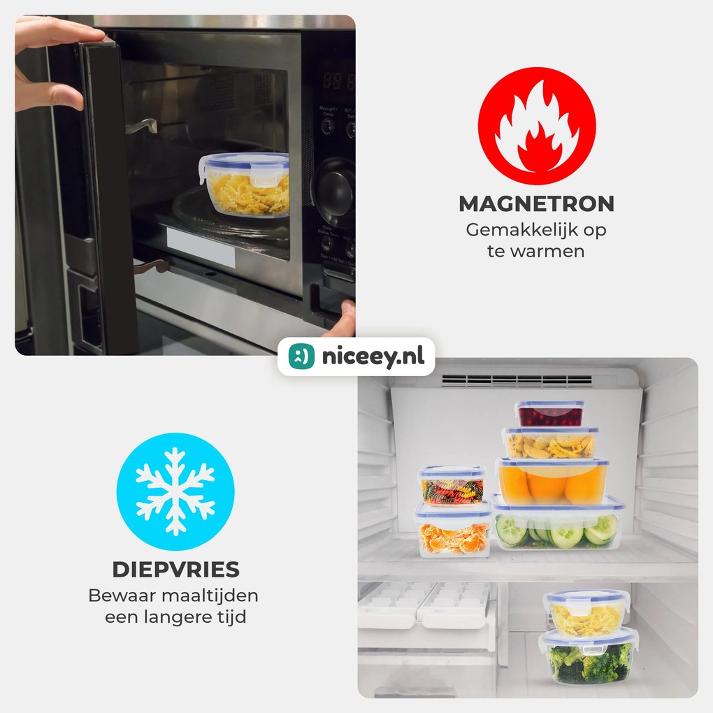 Niceey Meal Prep Bakjes - Set van 8 - Plastic