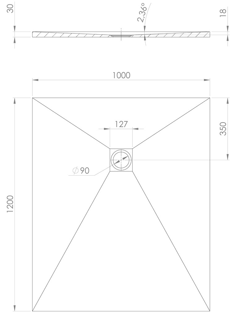 Polysan Treneca douchebak 120x100cm beige