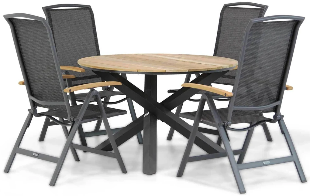 Tuinset Ronde Tuintafel 4 personen 120 cm Aluminium/Textileen /Aluminium/textileen Grijs  Lifestyle Garden Furniture Rosello/Fabriano