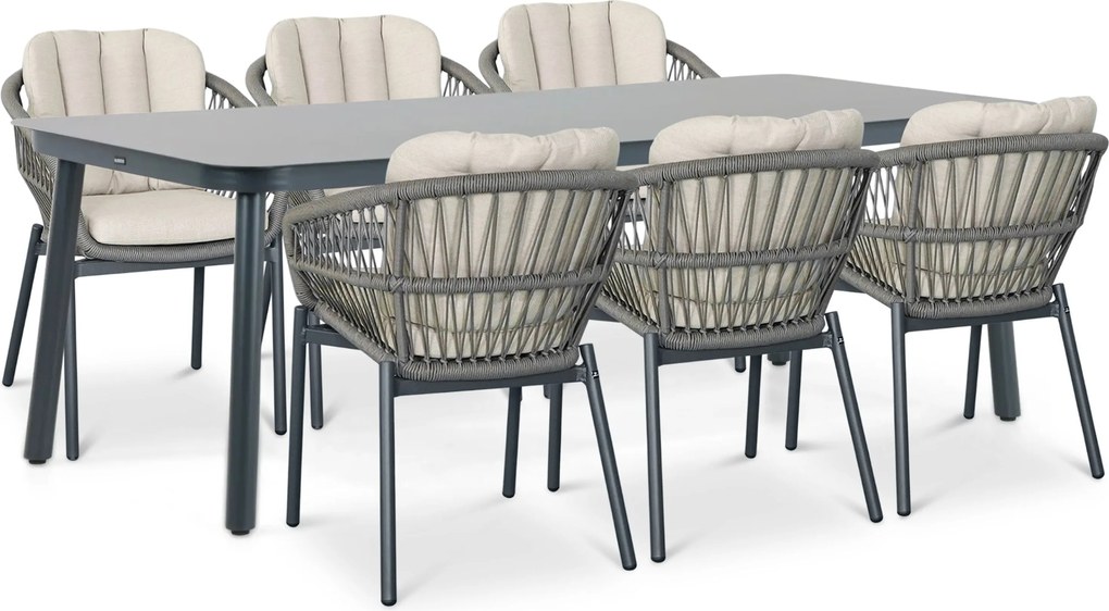 Tuinset 6 personen 220 cm Rope Grijs De Laan Projects