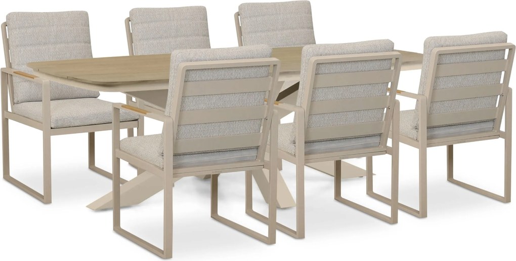 Tuinset 6 personen 220 cm Aluminium Taupe Lifestyle Garden Furniture Alessio/Camila