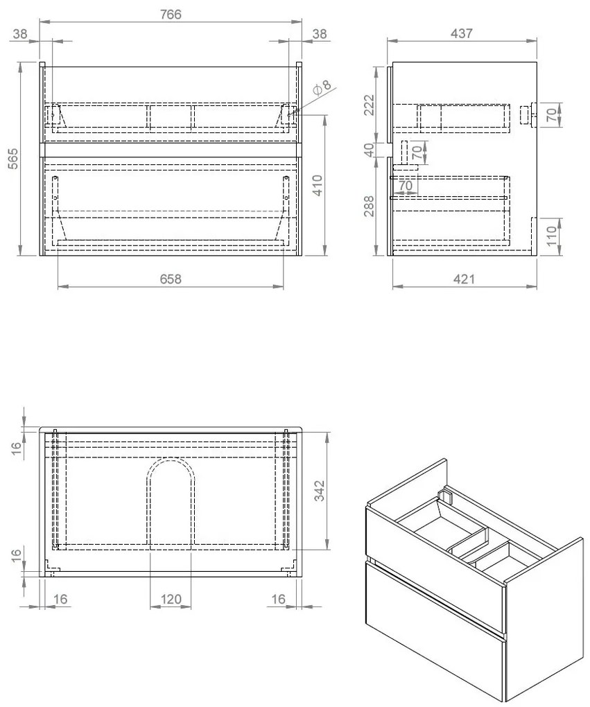 Best Design Quick badkamermeubel 100cm eikenhout