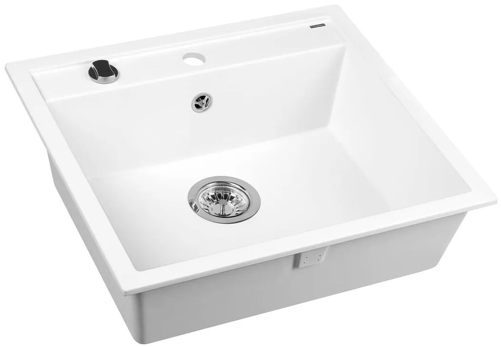 Sapho spoelbak 57x51cm met kraangat wit graniet