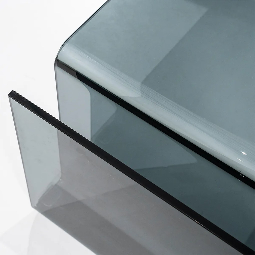 By-Boo Shadow Salontafel Gebogen Glas Grijs - 120 X 60cm.