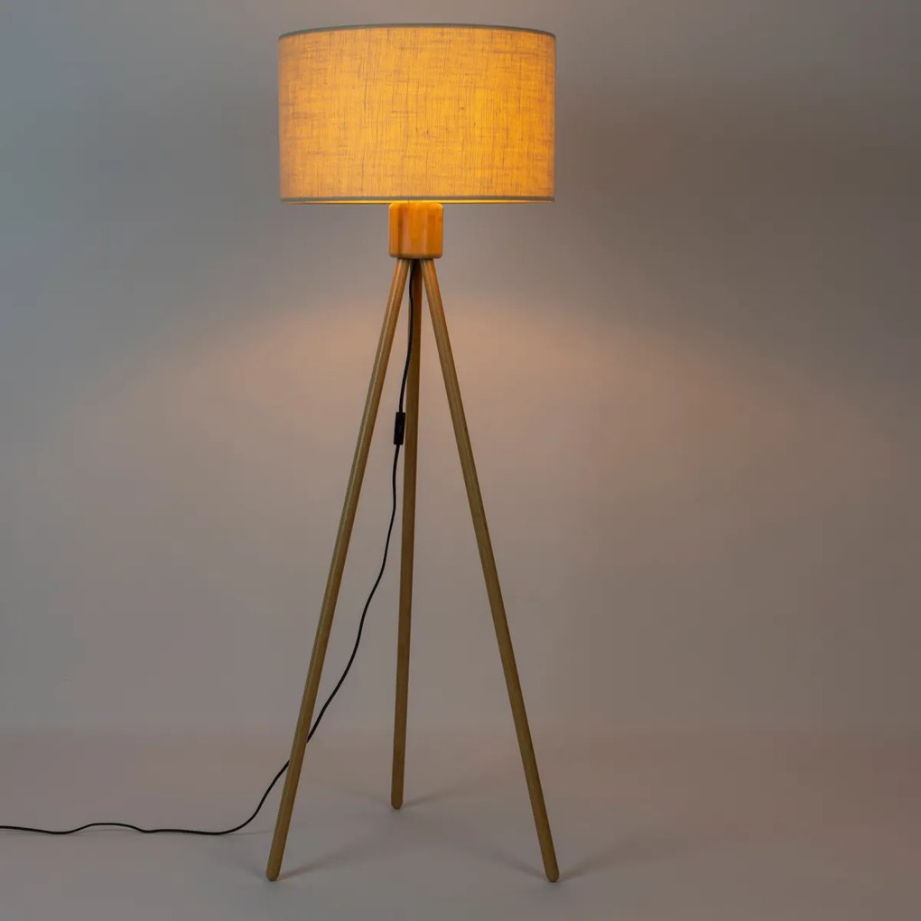Zuiver Fan Bamboo Houten Driepoot Vloerlamp