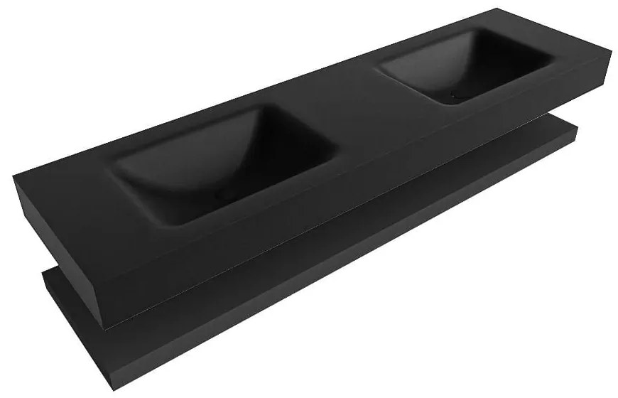 Zaro Alan badmeubel 170cm met planchet urban en vrijhangende wastafel cloud dubbel 2 kraangaten urban