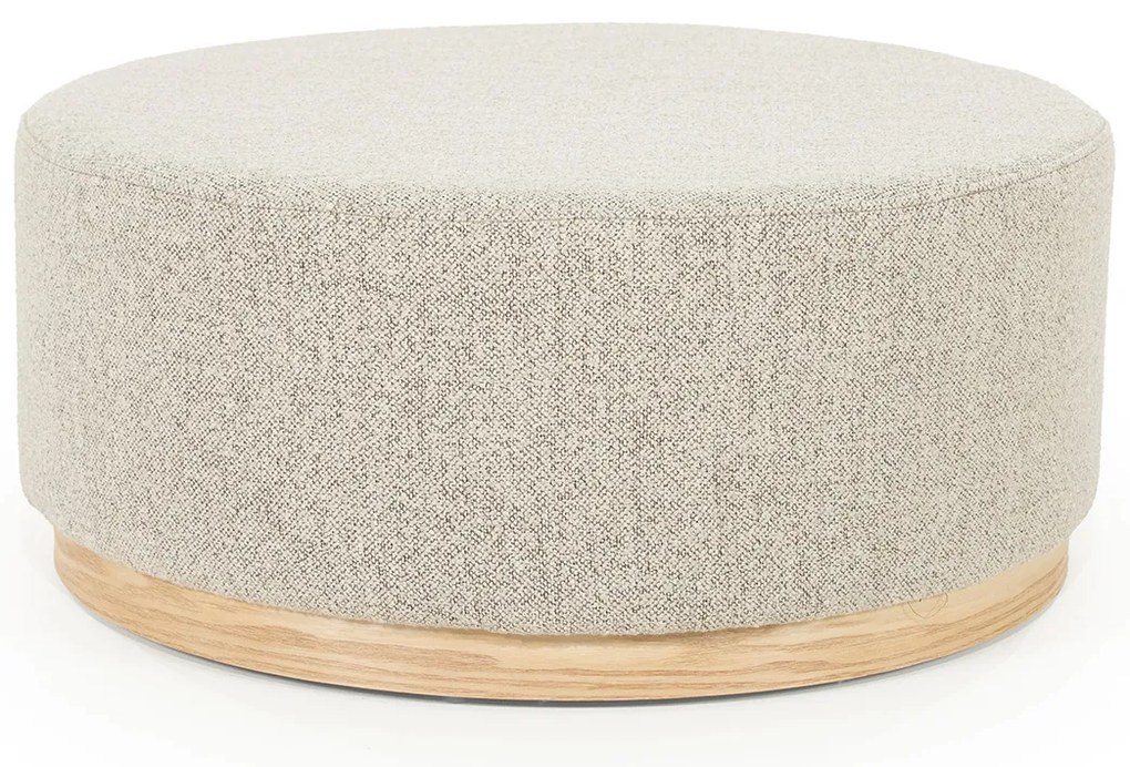 Eleonora Avah Ronde Hocker Taupe Met Eiken Rand