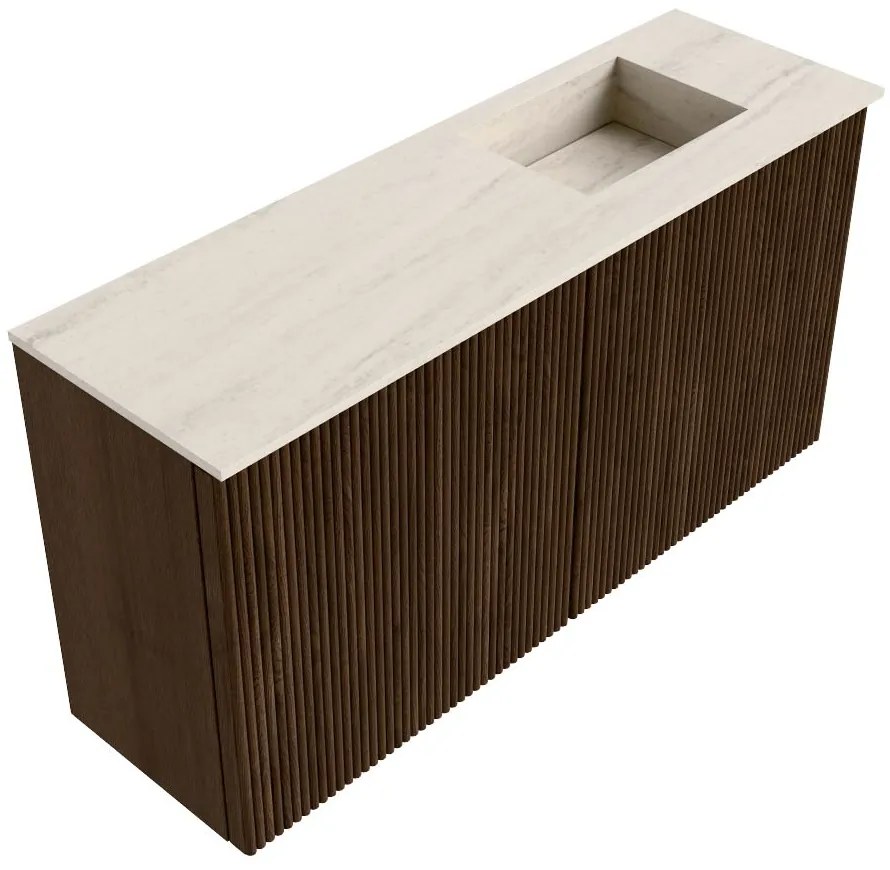 Mondiaz Joya DLux 80cm toiletmeubel walnut met wastafel faye rechts 1 kraangat meli