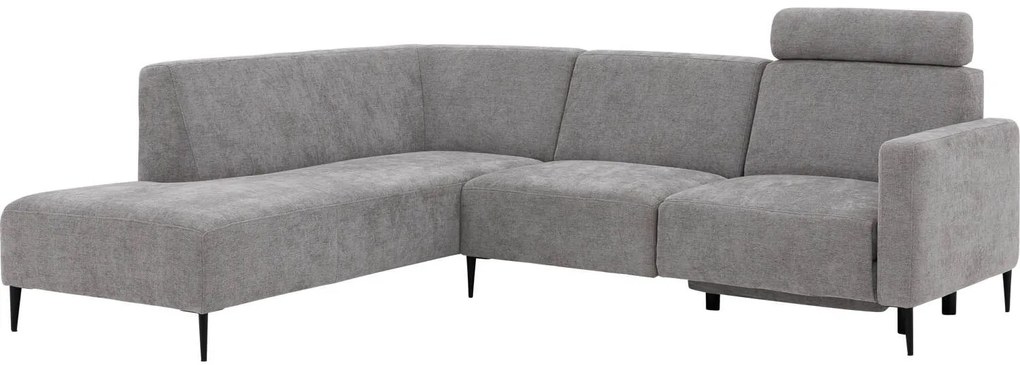 Goossens Hoekbank Tiolo Met Relaxfunctie En Hoofdsteun grijs, stof, 3-zits, modern design met ligelement links