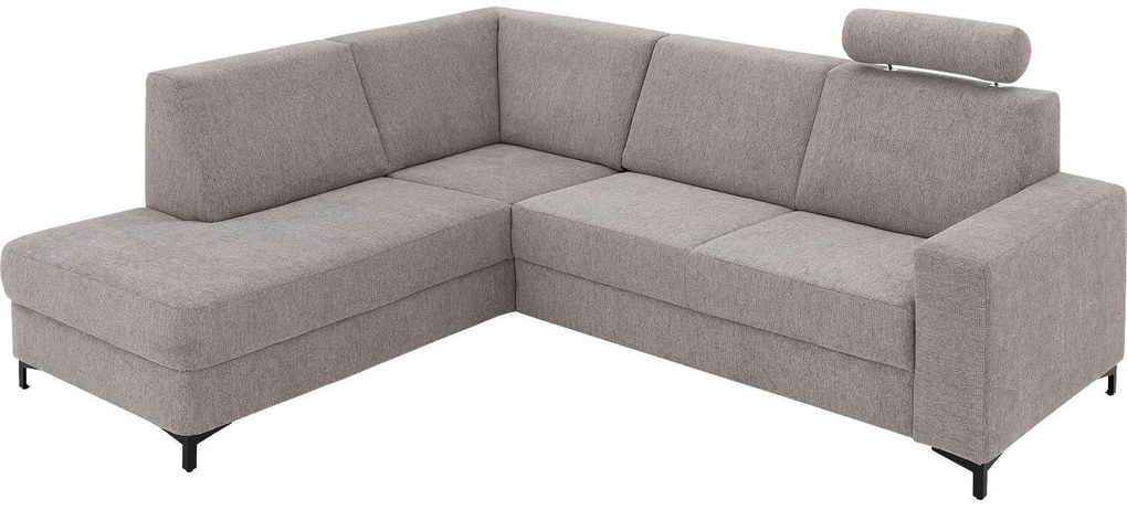Goossens Basic Hoekbank Helsinki Incl. Hoofdsteun bruin, stof, 2-zits, modern design met ligelement links