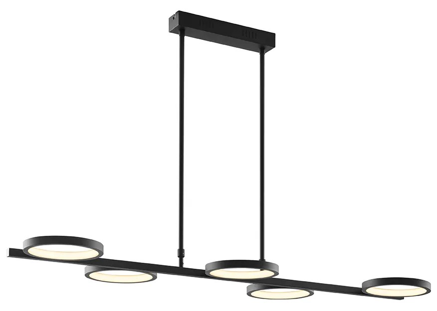 Moderne hanglamp zwart incl. LED 3-staps dimbaar 5-lichts - Vivé