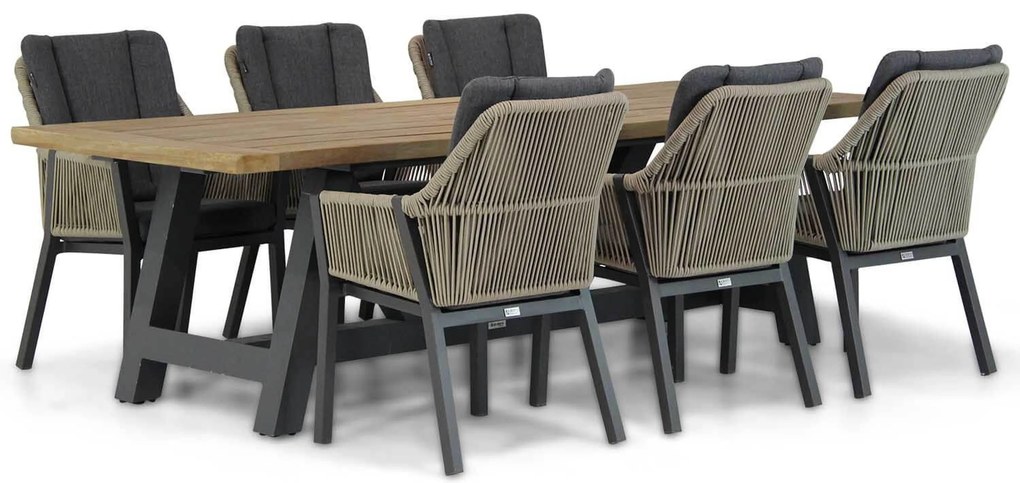 Tuinset 6 personen 260 cm Rope Taupe Lifestyle Garden Furniture Verona/Trente