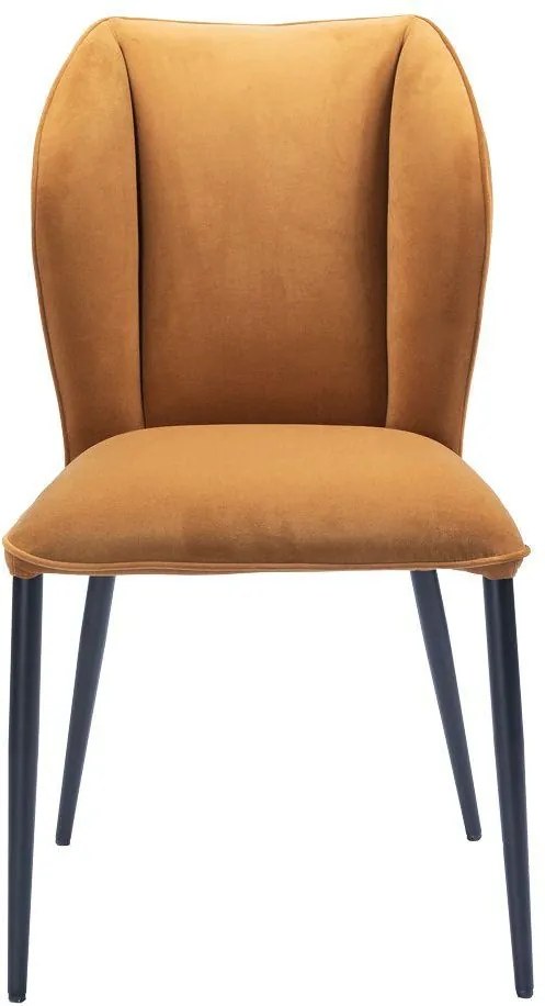 Porem | Stoel Pepa set van 2 hoogte 86 cm x breedte 48 cm x diepte 61 cm x zithoogte okergeel stoelen behandeld velours met zwarte gepoedercoate meubels stoelen & fauteuils