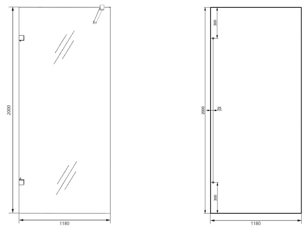 Saniclear Modern Antique profielloze inloopdouche 120x200 verouderd messing