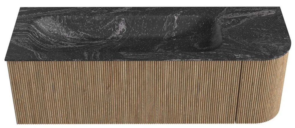 Mondiaz Kurve-dlux 135cm badmeubel ronding rechts dusk met 1 lade en deur en wastafel big medium links zonder kraangat lava