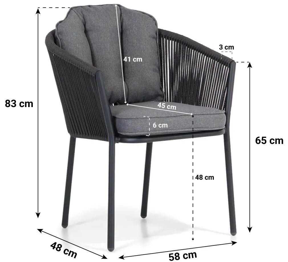 Tuinset Ronde Tuintafel 125 cm Rope Grijs 4 personen Santika Furniture Santika