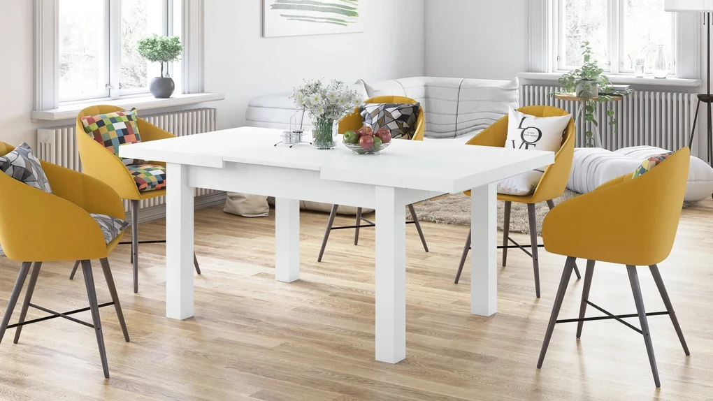 ROYAL wit, eettafel, uitschuifbaar