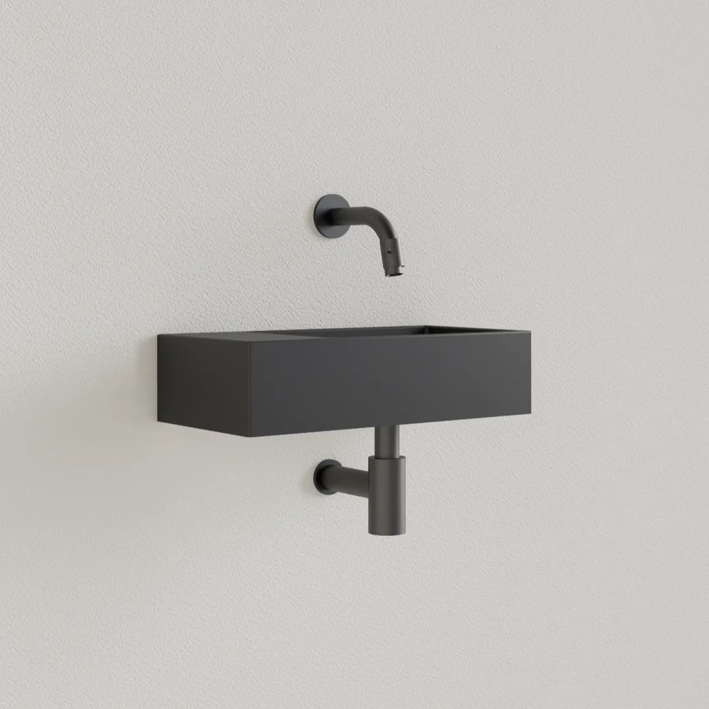 Sanigoods Nano fontein links zwart mat zonder kraangat 36x18cm