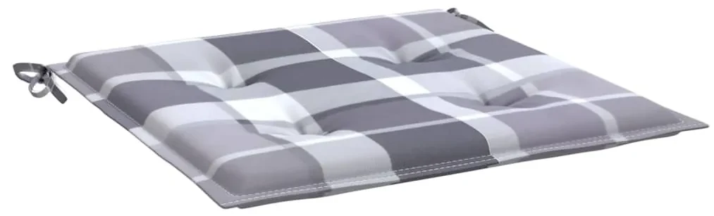 vidaXL Tuinstoelkussens 4 st ruitpatroon 50x50x3 cm stof grijs