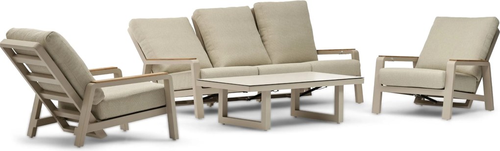 Stoel en Bank Loungeset 5 personen Aluminium Zand/Beige  Osmen Manly