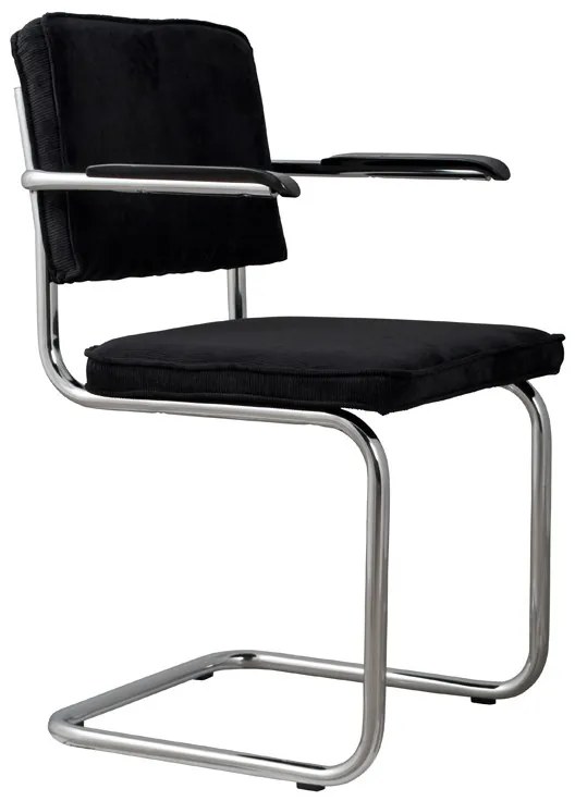 Zuiver Ridge Rib Eetkamerstoel Arm Zwart Chroom Rib
