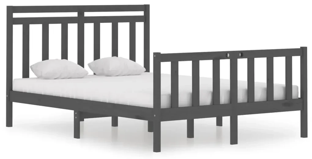 vidaXL Bedframe massief hout grijs 120x190 cm 4FT Small Double