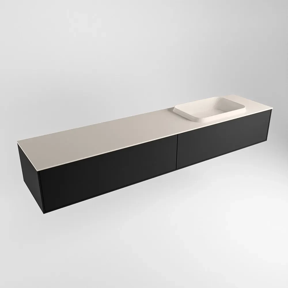 Mondiaz Erin 200cm badmeubel Urban met 2 lades en beige wastafel rechts 1 kraangat
