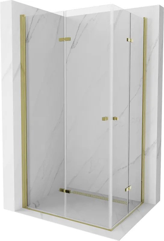 Mexen Lima Duo vouwdeur douchecabine 100 x 90 cm, transparant, goud - 856-100-090-50-00-02