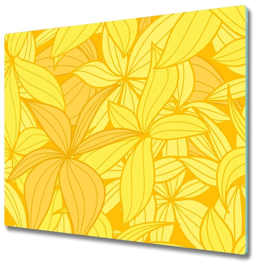 Glazen snijplank Gele bloemen achtergrond 60x52cm
