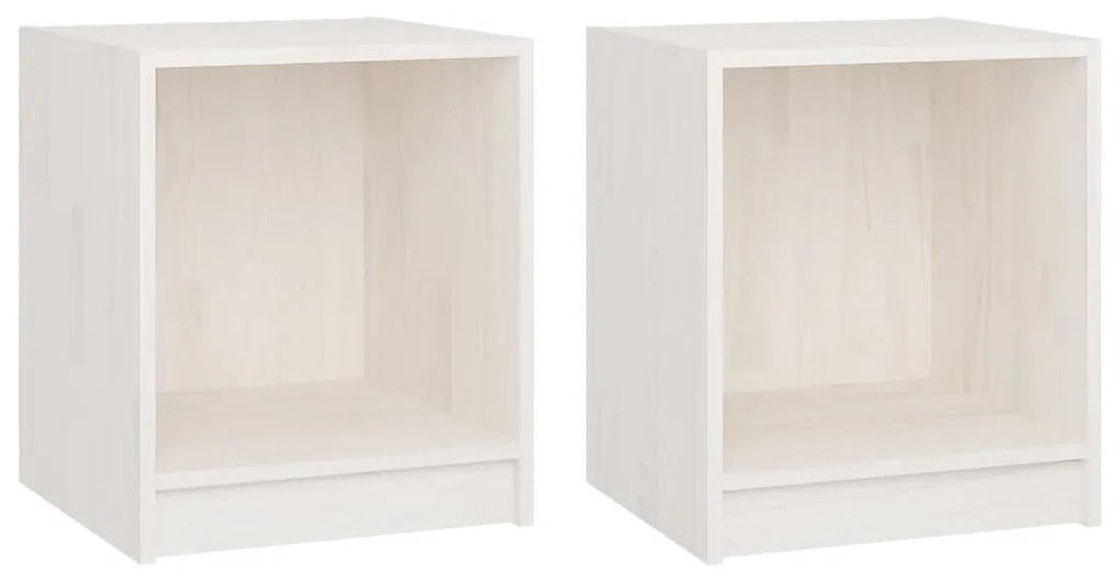 vidaXL Nachtkastjes 2st 35,5x33,5x41,5 cm massief grenenhout wit