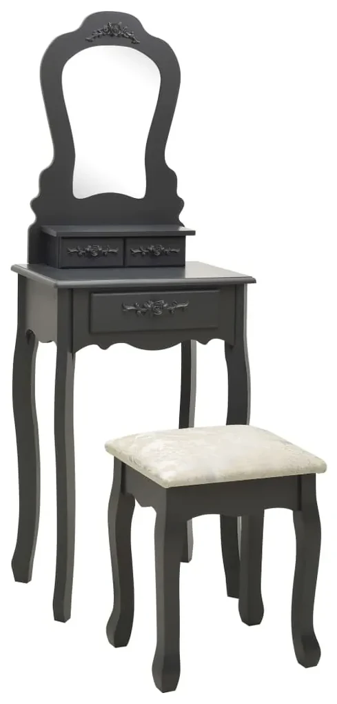 vidaXL Kaptafelset met kruk 50x59x136 cm paulowniahout grijs